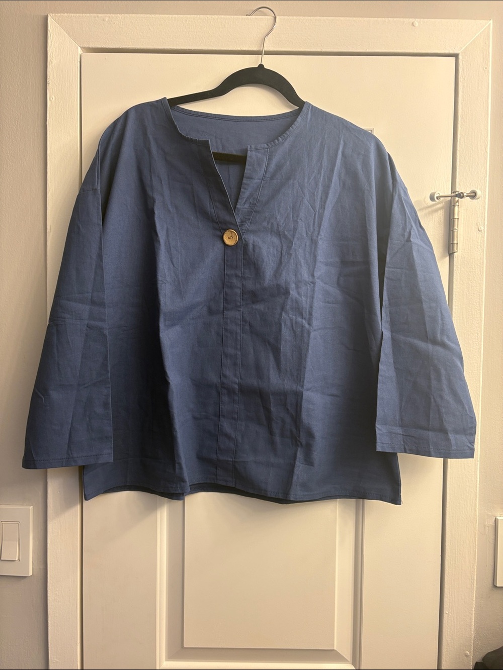 Relaxed Navy Linen Button Shirt